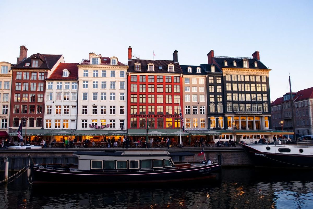 Copenhagen waterfront facades at golden hour — hotel brokerage advisory